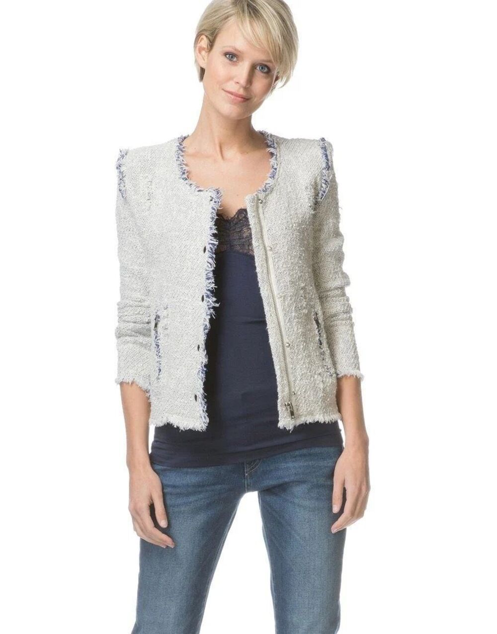 ✨Iro Collarless Tweed Agnette Sz 34/XS Jacket✨